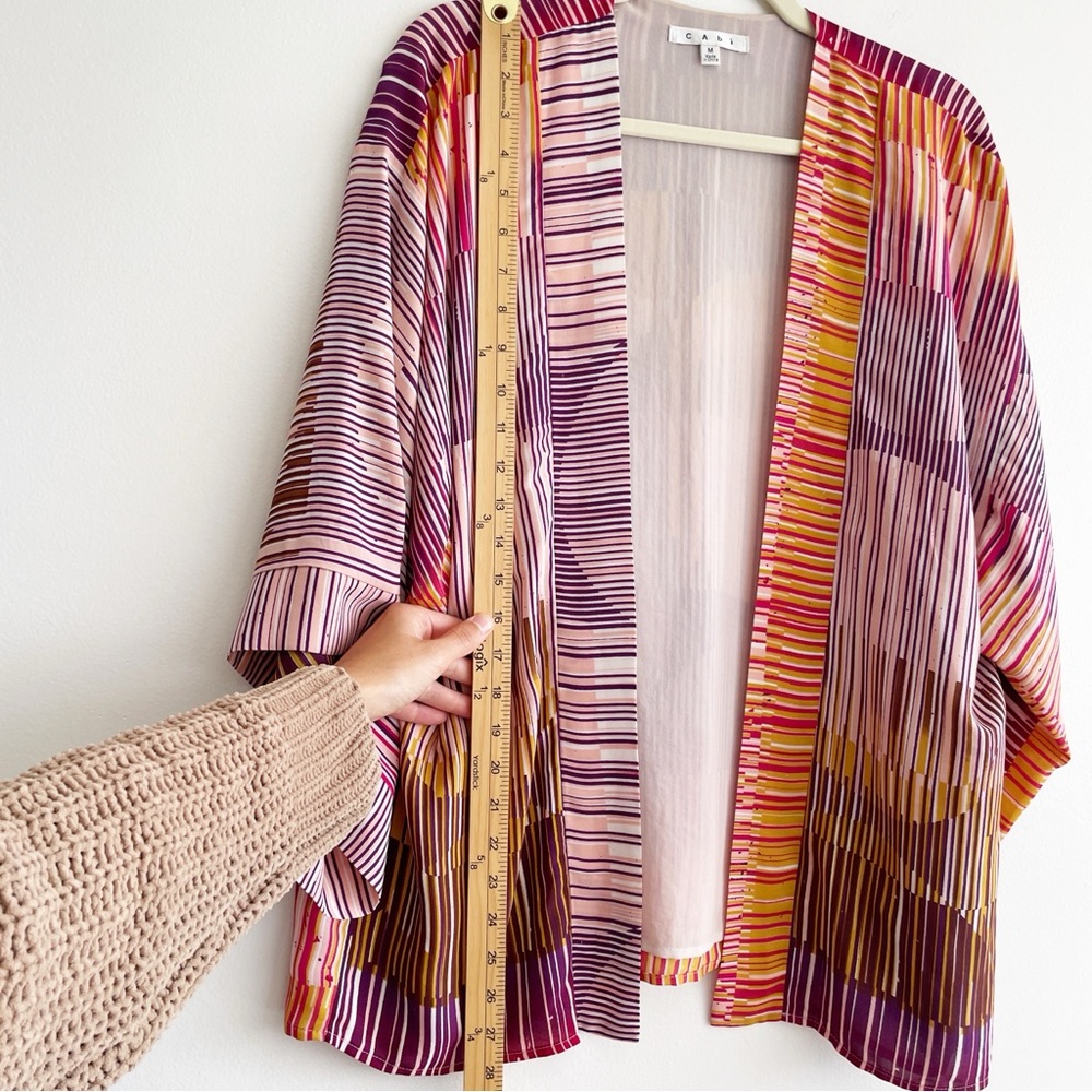 Cabi colorful rainbow stripe open cardigan topper festival boho artsy mod 70s M - Picture 5 of 10